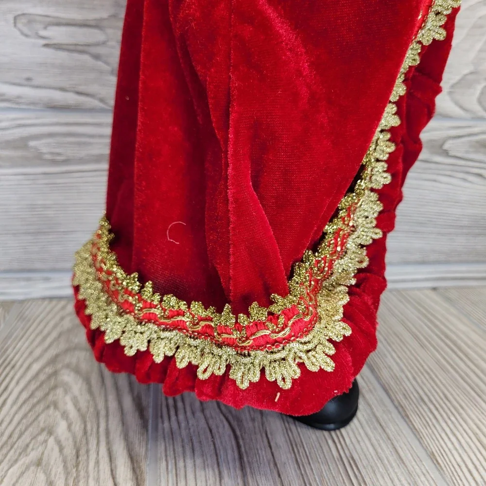 Santa Claus Figurine Red Velvet Gold Trim Traditional Holiday St Nick Sack Gifts
